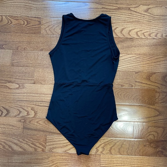 NWOT Black Semi Open Back Bodysuit - Picture 1 of 3